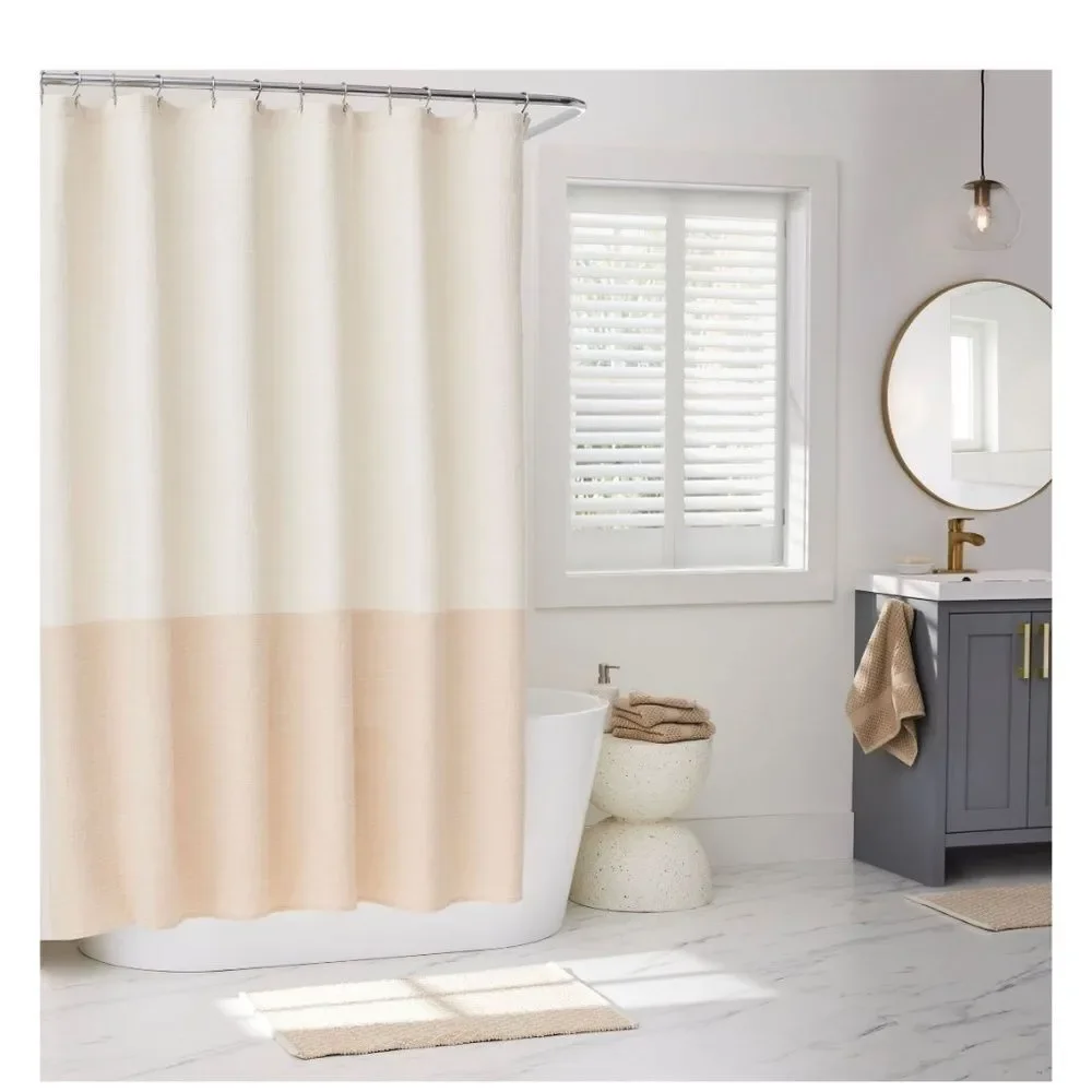 Better Homes & Gardens ColorBlock Shower Curtain Beige Tan Boho Neutral 72 x 72
